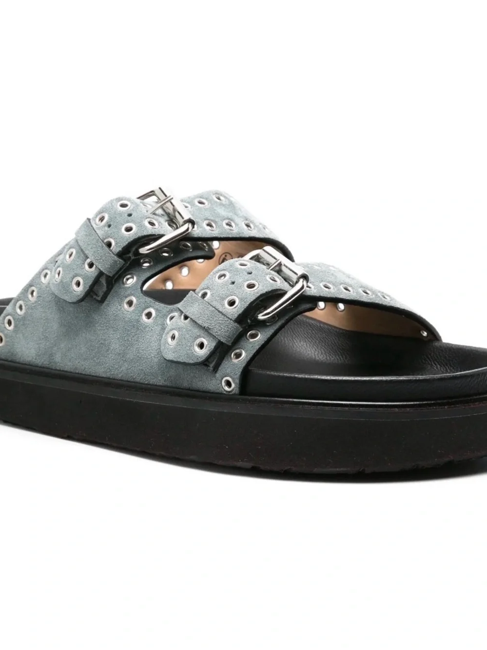 Isabel Marant Lennya Platform Light Blue Suede Double-Buckle Platform Sandals